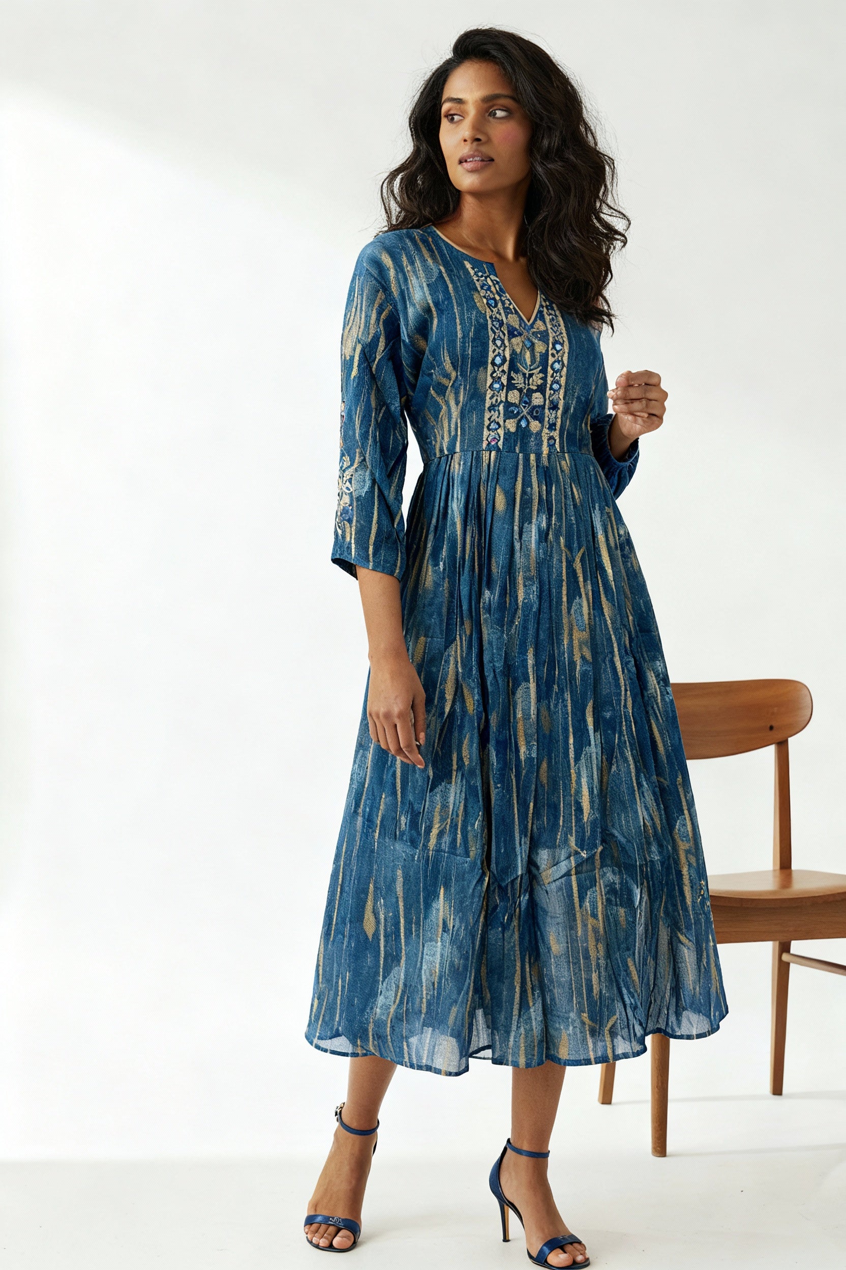 Breeze Sequin Embroidered Midi Dress