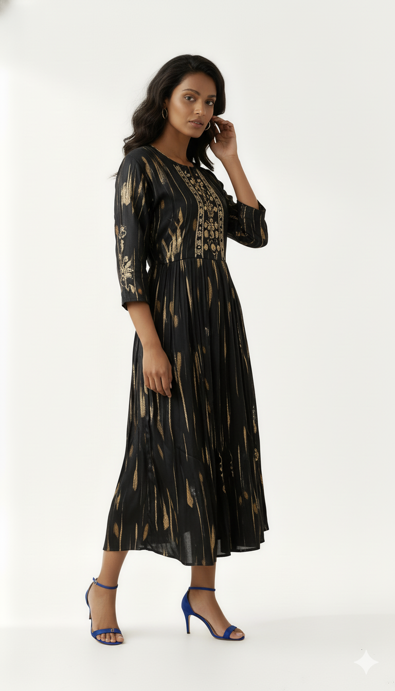 Breeze Sequin Embroidered Midi Dress