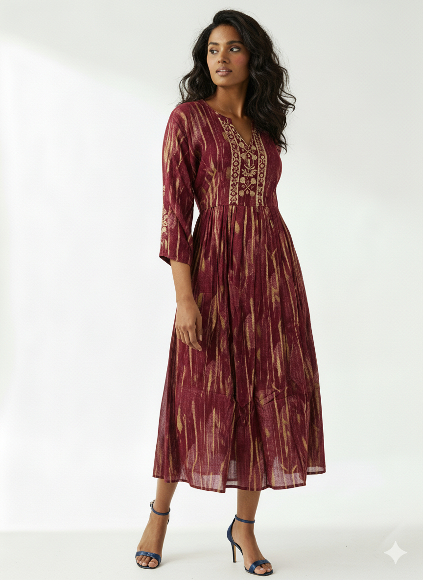 Breeze Sequin Embroidered Midi Dress