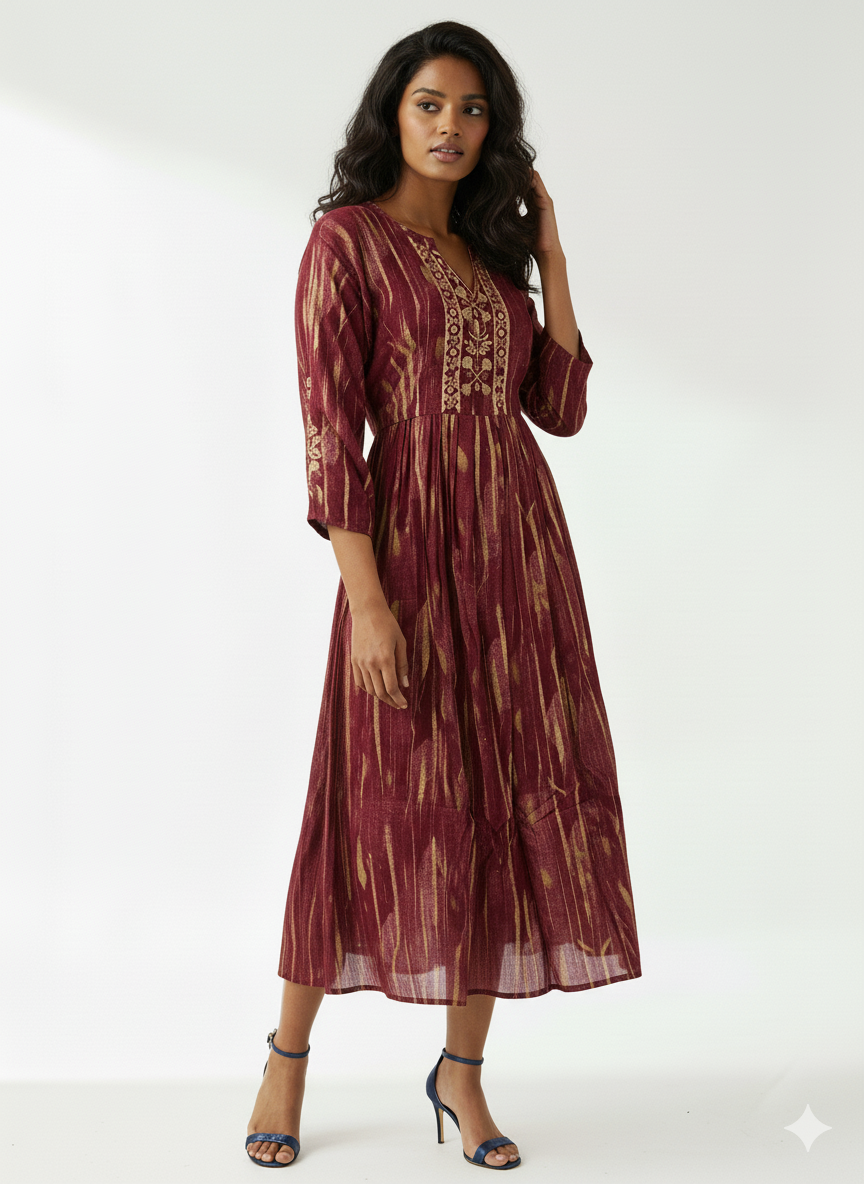 Breeze Sequin Embroidered Midi Dress