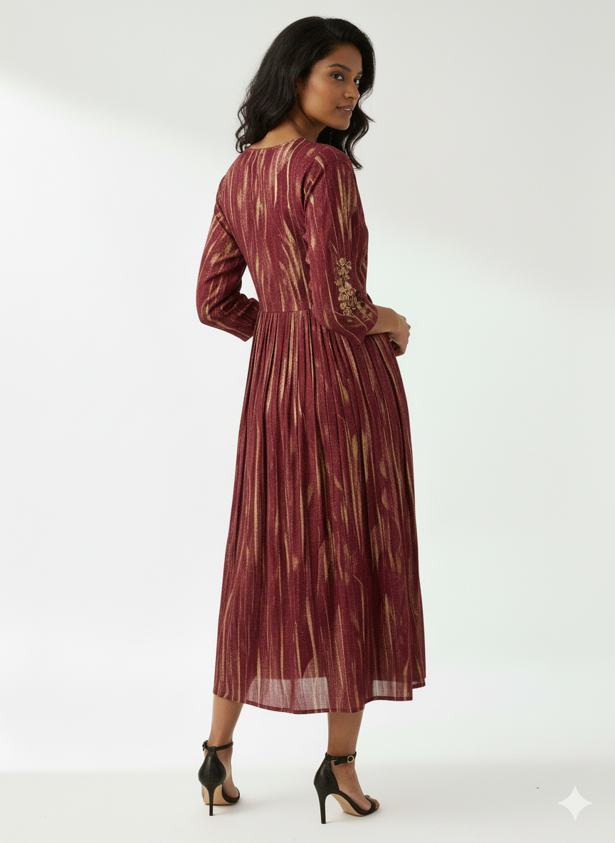 Breeze Sequin Embroidered Midi Dress
